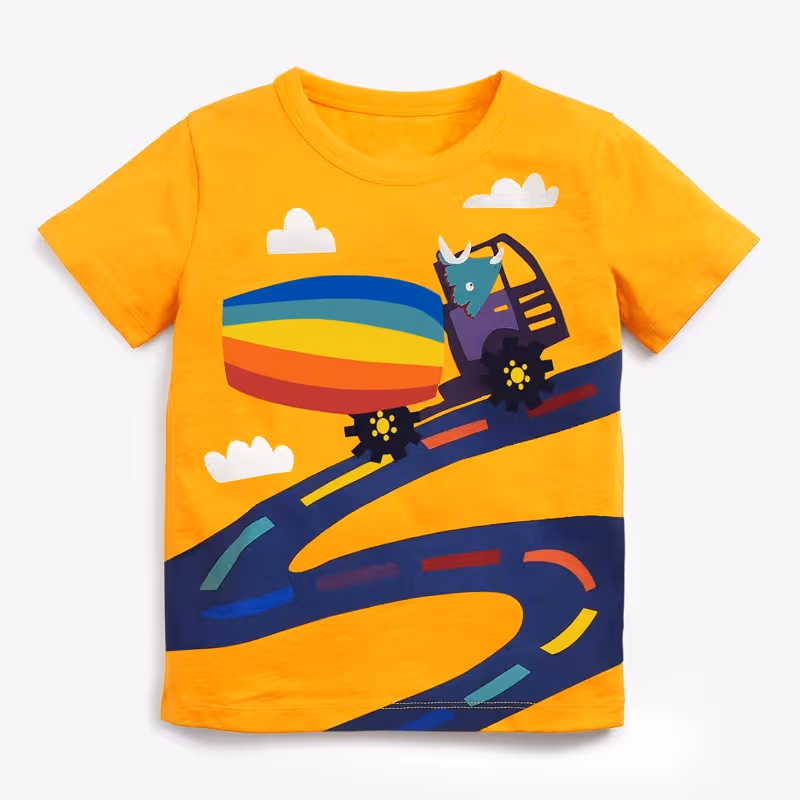 Siatex Bangladesh - Baby Girl Rainbow Truck Print Tee Tops Made in Bangladesh Baby Girl Rainbow Truck Print Tee Tops Made in Bangladesh