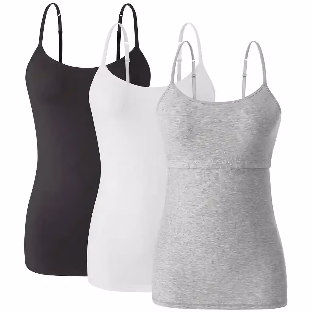 Cotton Undershirts Adjustable Spaghetti Strap Tank Tops