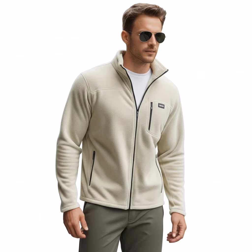 Exporters of Khaki Micro Fleece Full Zip Jacket for Spain