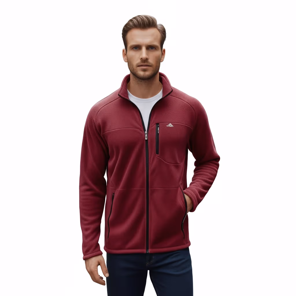 Exporters of Promotional Maroon Micro Fleece Full Zip Jacket for Germany