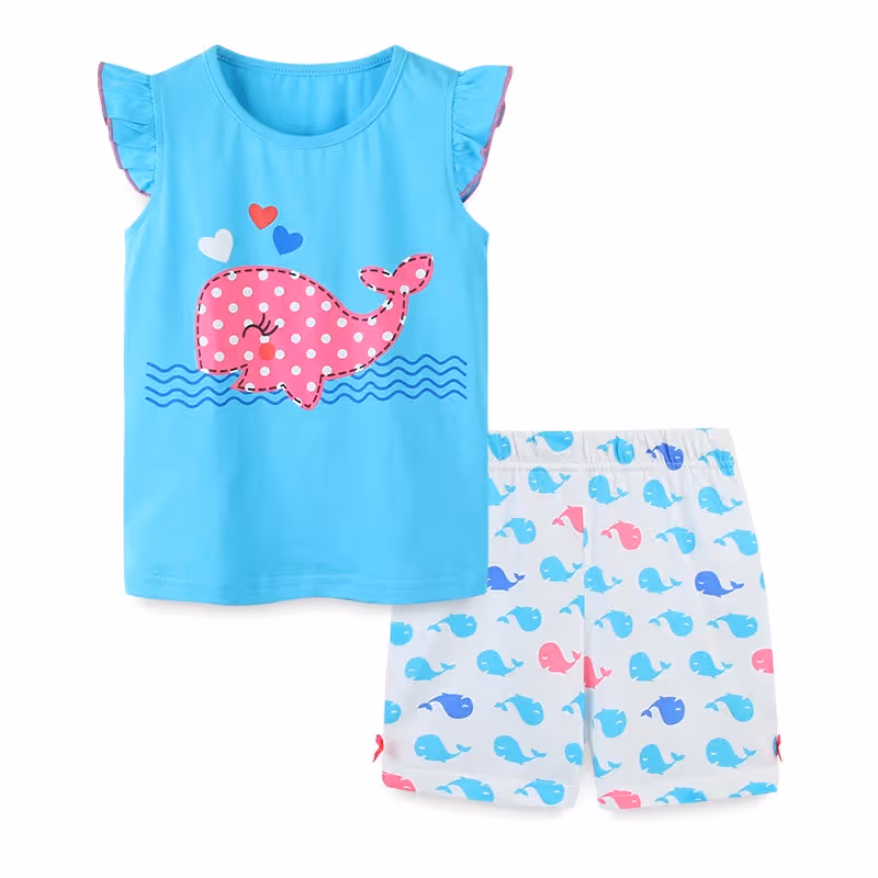 Girls Kids Clothing 2pcs Set T-shirts Made in Bangladesh
