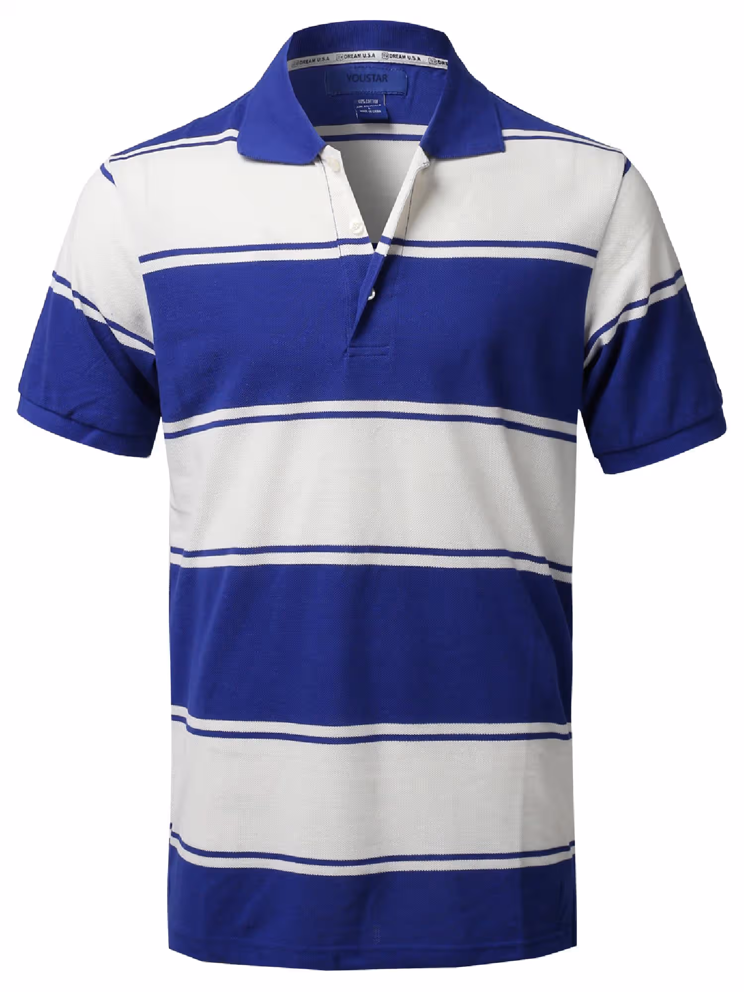 Mens Basic Casual Short Sleeves Stripe 3 Button Placket Polo Shirt
