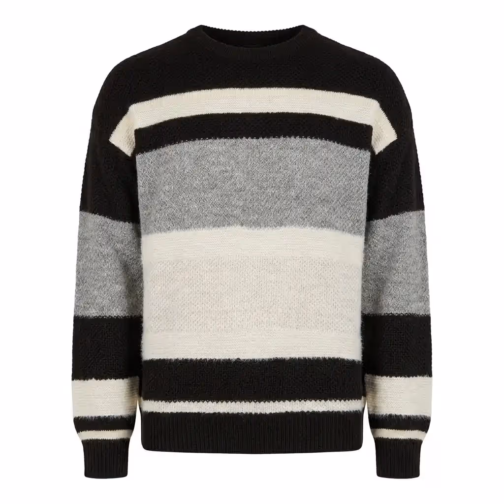 Siatex Bangladesh - Men’s Black Stripe Fluffy Knit Jumper | Sweater Manufacturer Bangladesh Men’s Black Stripe Fluffy Knit Jumper | Sweater Manufacturer Bangladesh