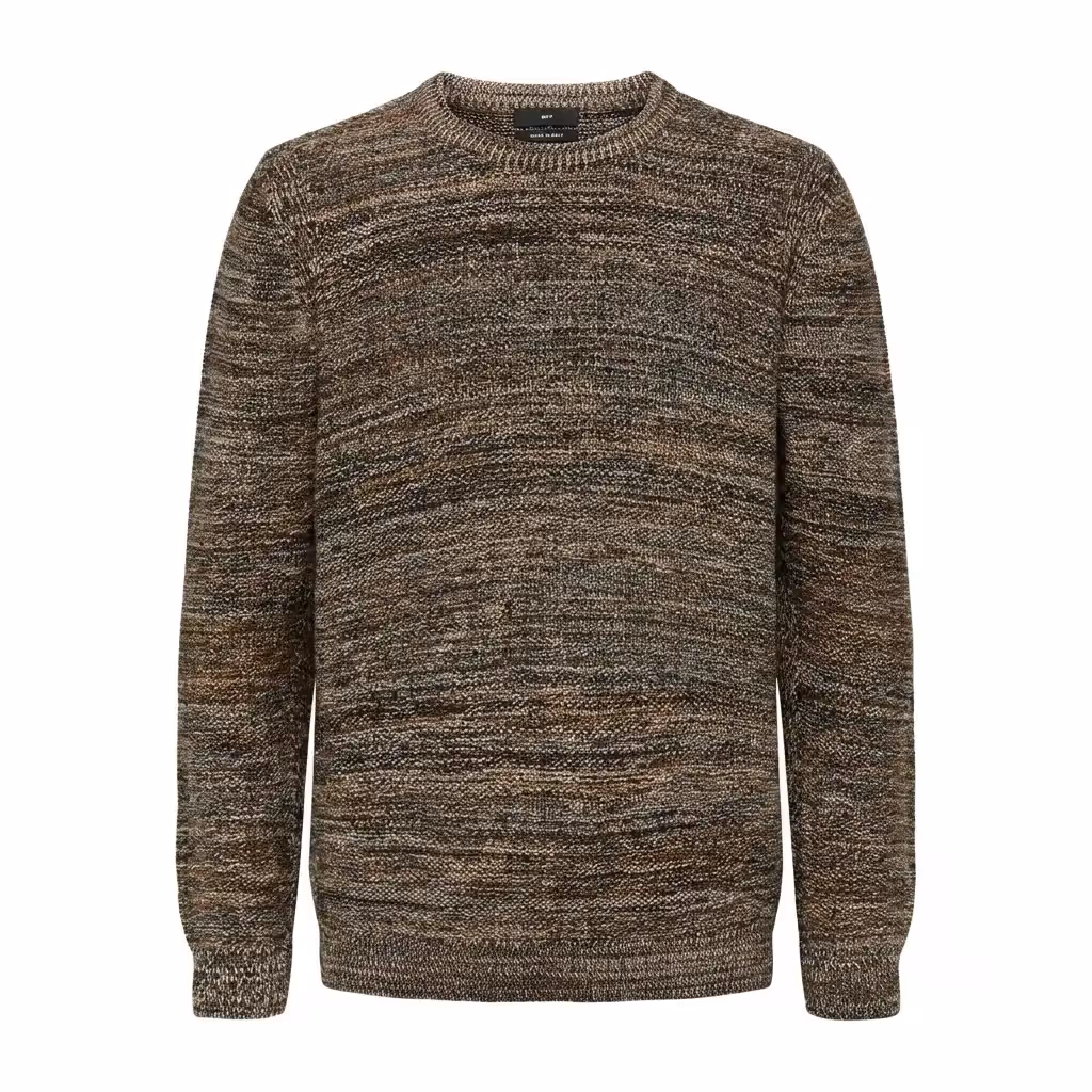 Siatex Bangladesh - Men’s Brown Space Dye Knit Crew Neck Jumper | Bangladesh Knitwear Manufacturer Men’s Brown Space Dye Knit Crew Neck Jumper | Bangladesh Knitwear Manufacturer