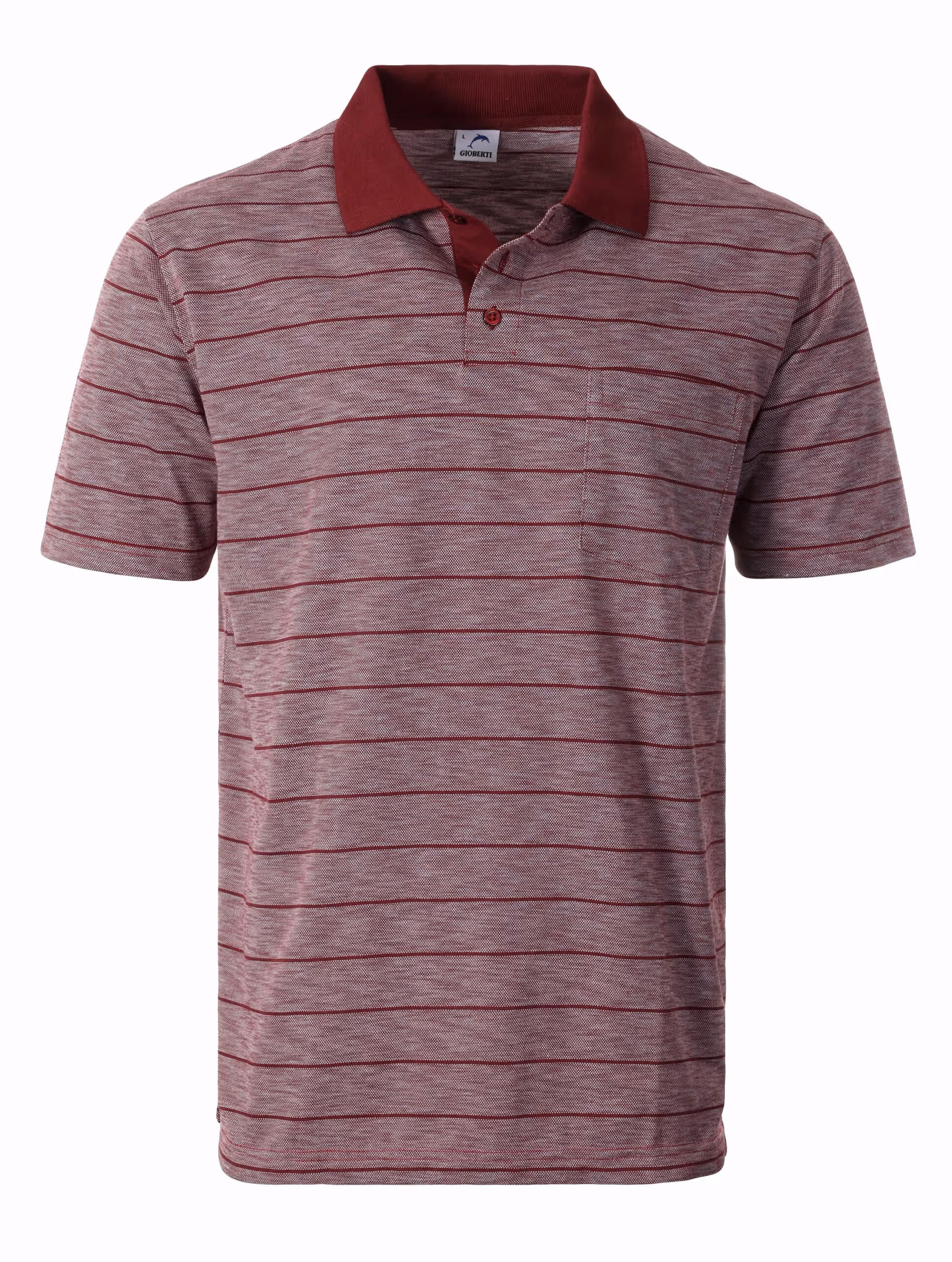 Mens Regular Fit Striped Short Sleeve Polo Shirt with Pocket