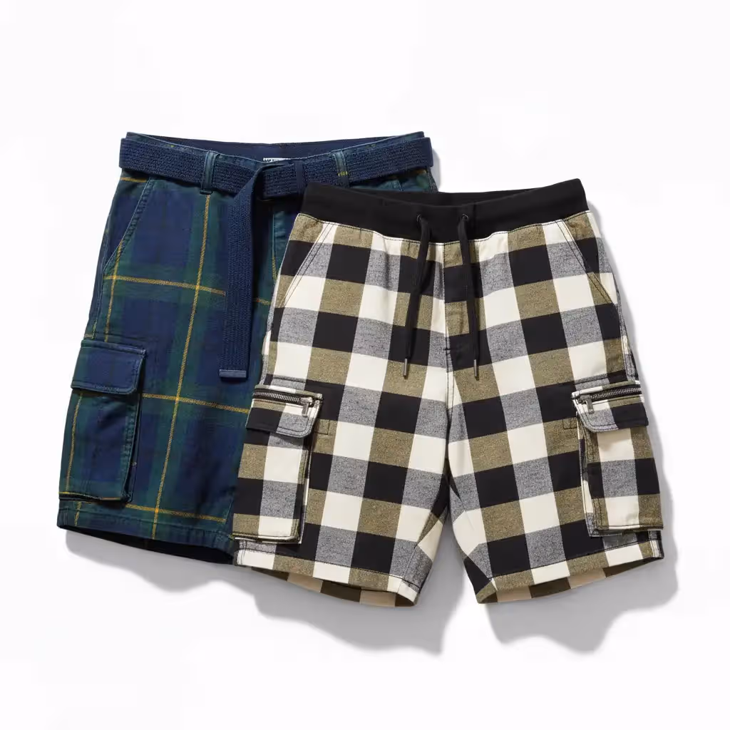 Plaid Cargo Shorts | Bulk Supply to European & USA