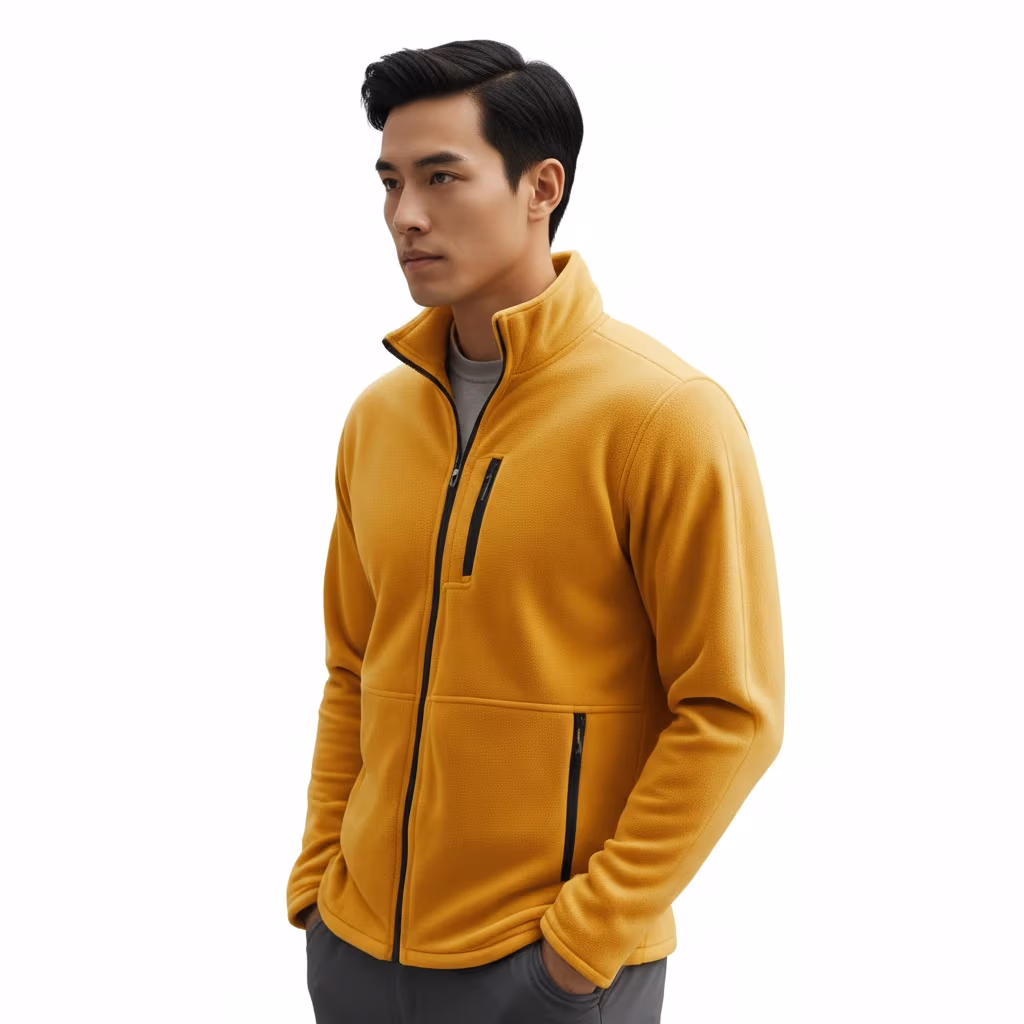 Promotional Mustard Yellow Micro Fleece Full Zip Jacket Suppliers for Europe
