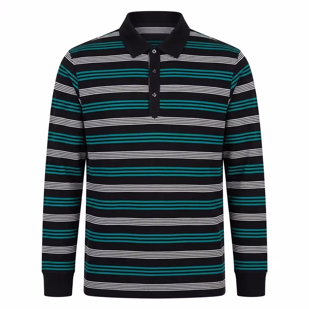 Striped Long Sleeve Polo Manufacturer Bangladesh | Bulk