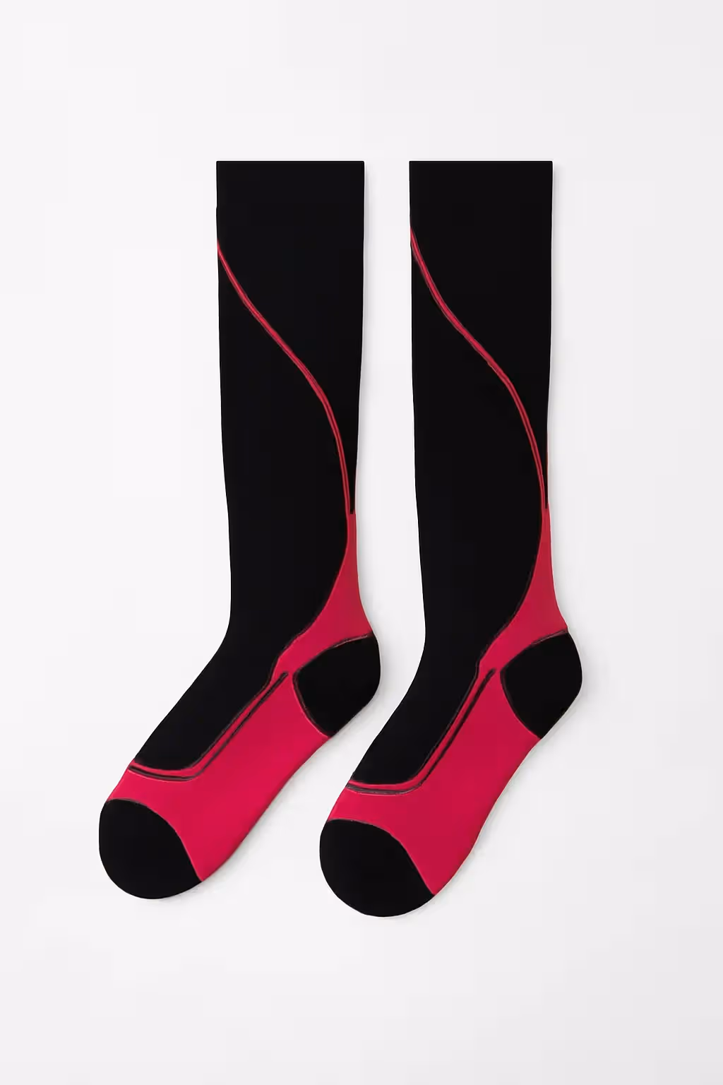 Wholesale Black And Dark Pink Fitness Socks