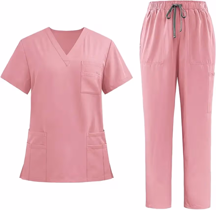 Women Medical Uniform&ndash;stretch v-neck Top & Straight Leg Pants